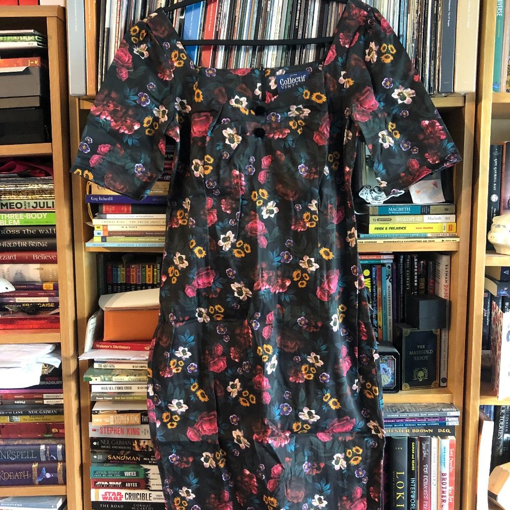 Collectif Vintage UK 14 (US 10) Pencil Dress Floral Print